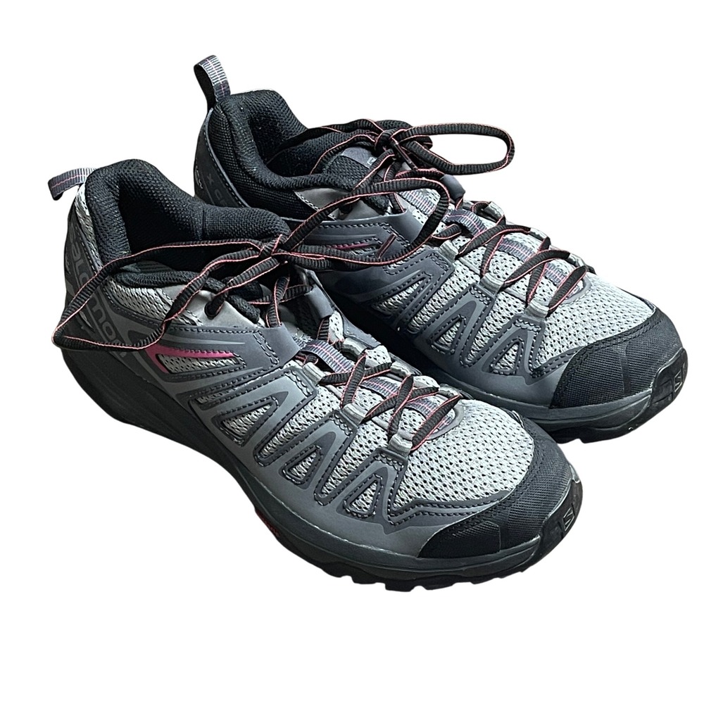 Salomon X Crest Trail‎ Running Shoes Gray Pink Contagrip Womens US 10